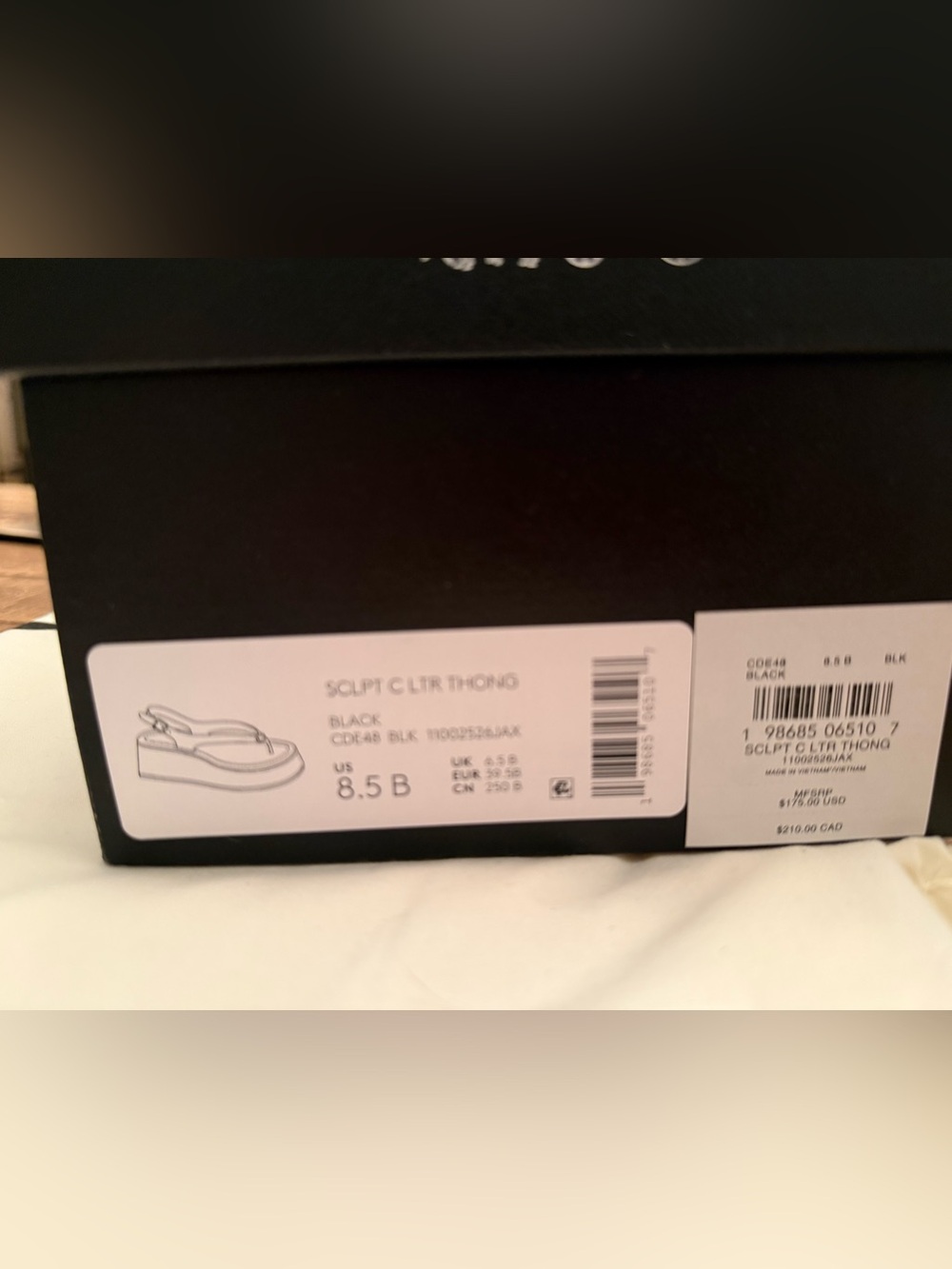 Coach Sculpted C Platform Thong Sandal 8.5 Black New in Box - Picture 5 of 5